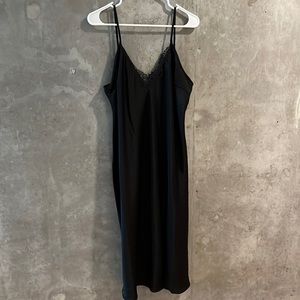 Black Slip Dress with lace detail